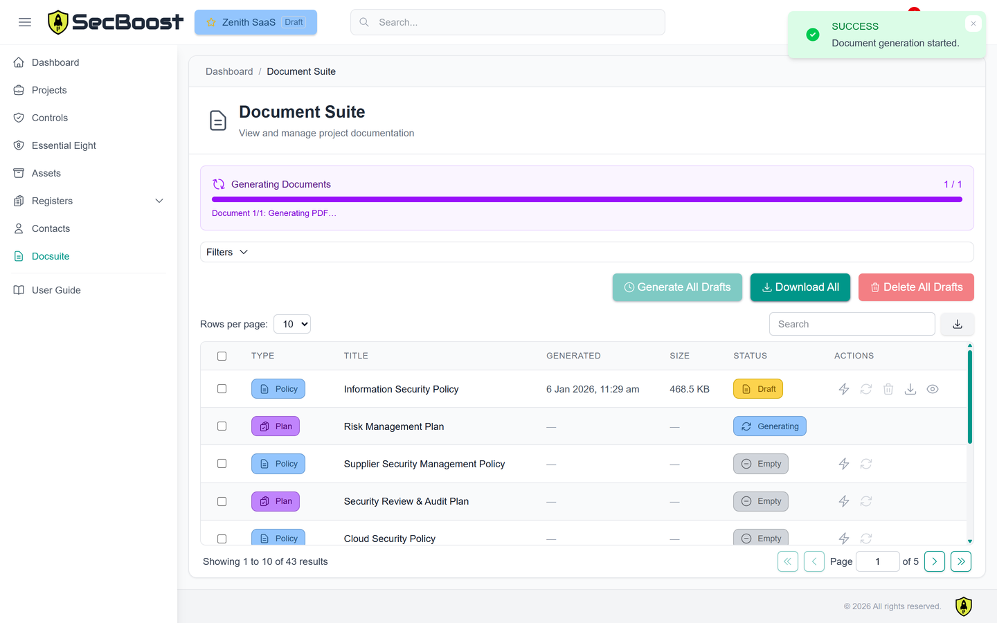Documentation suite list